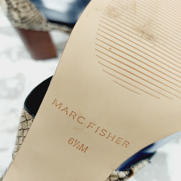 NEW Marc Fisher Natural Snake Print T-Strap Walinda Heeled Sandals W282 - Picture 9 of 10